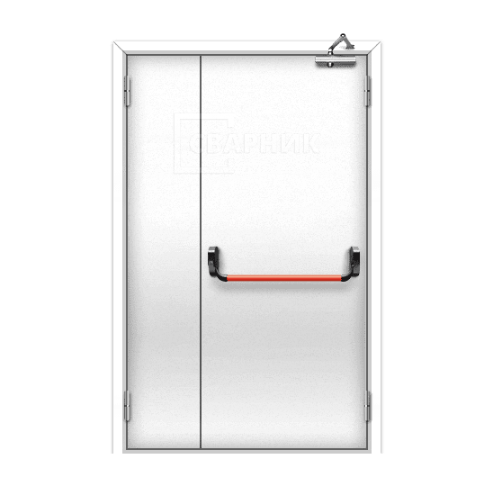 Коричневая противопожарная дверь 2-го типа полуторная глухая — фото 1