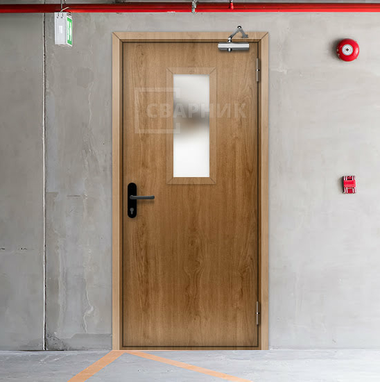 Дверь однопольная противопожарная ДПО-01 EI-45 с остеклением и отделкой мдф — фото 3