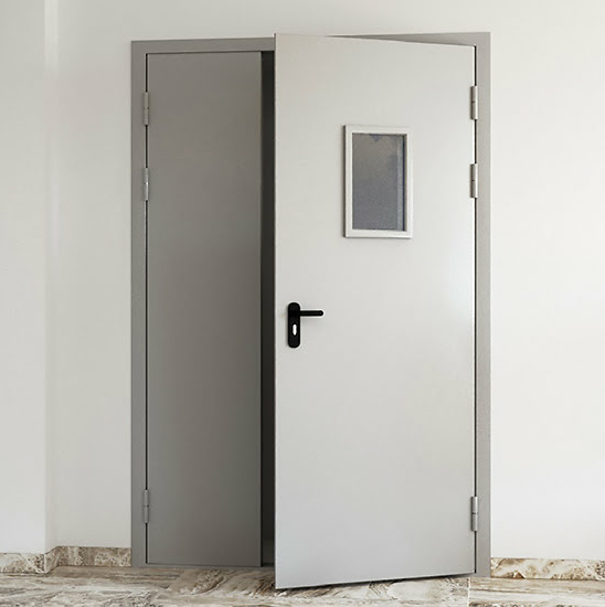 Дверь противопожарная ДПМ EI-90 полуторная остекленная в котельню — фото 8