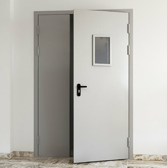 Дверь противопожарная ДПМ EI-90 полуторная остекленная в котельню — фото 10