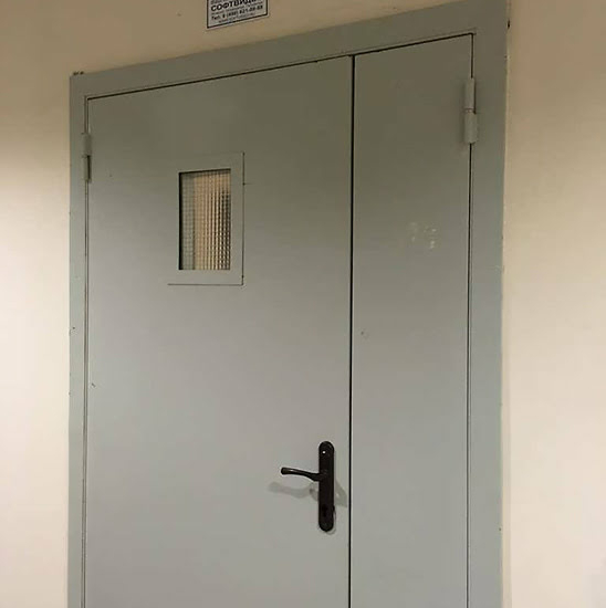 Дверь противопожарная ДПМ EI-90 полуторная остекленная в котельню — фото 20
