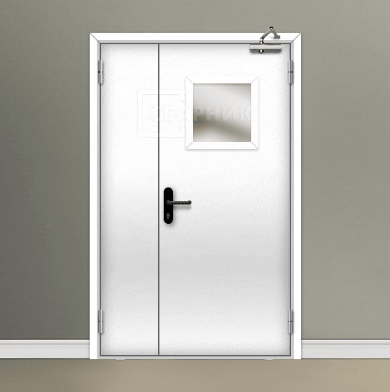 Дверь противопожарная ДПМ EI-90 полуторная остекленная в котельню — фото 5