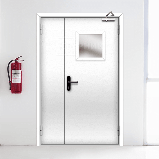 Дверь противопожарная ДПМ EI-90 полуторная остекленная в котельню — фото 4