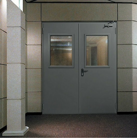 Дверь противопожарная ДПМ EI-90 полуторная остекленная в котельню — фото 14