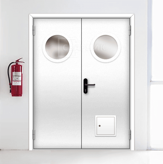Двупольная остекленная противопожарная дверь ДПМ-02 EIS со стыковочным узлом — фото 4