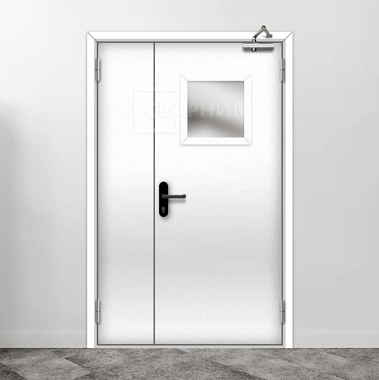 Дверь противопожарная ДПМ EI-90 полуторная остекленная в котельню — фото 6