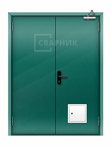 Двупольная глухая противопожарная дверь ДПМ-02 EI-45 со стыковочным узлом