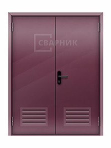 Двупольная глухая противопожарная дверь ДПМ-02 EI-45 с вент решеткой