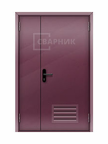 Противопожарная дверь с вентиляционной решеткой EI-90 полуторная глухая