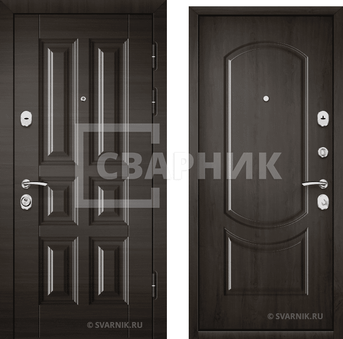 Дверь входная трехконтурная уличная массив — шпон — фото 1