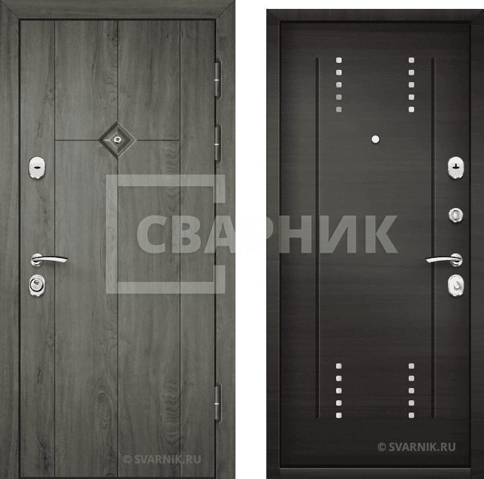 Дверь входная с шумоизоляцией уличная шпон — массив — фото 1