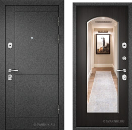 Дверь металлическая правая в коттедж порошковая — массив
