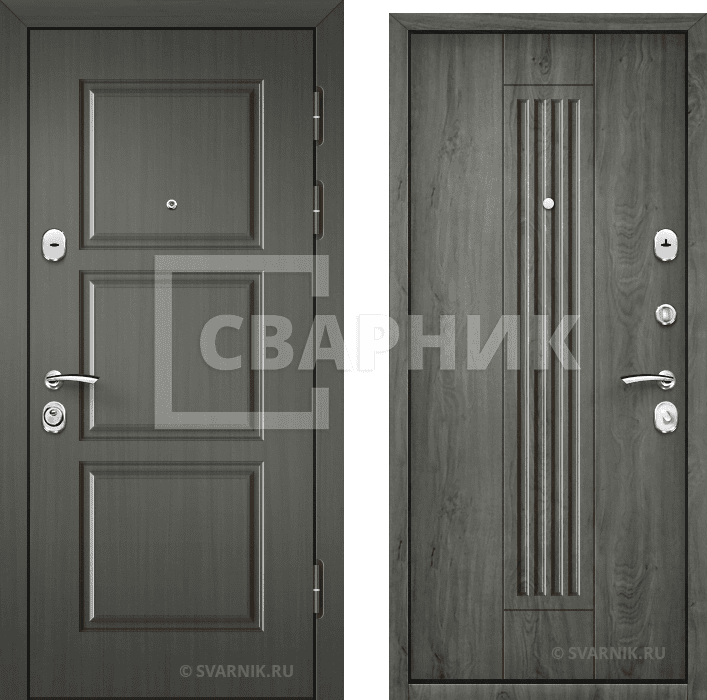 Дверь металлическая трехконтурная в коттедж шпон — МДФ — фото 1