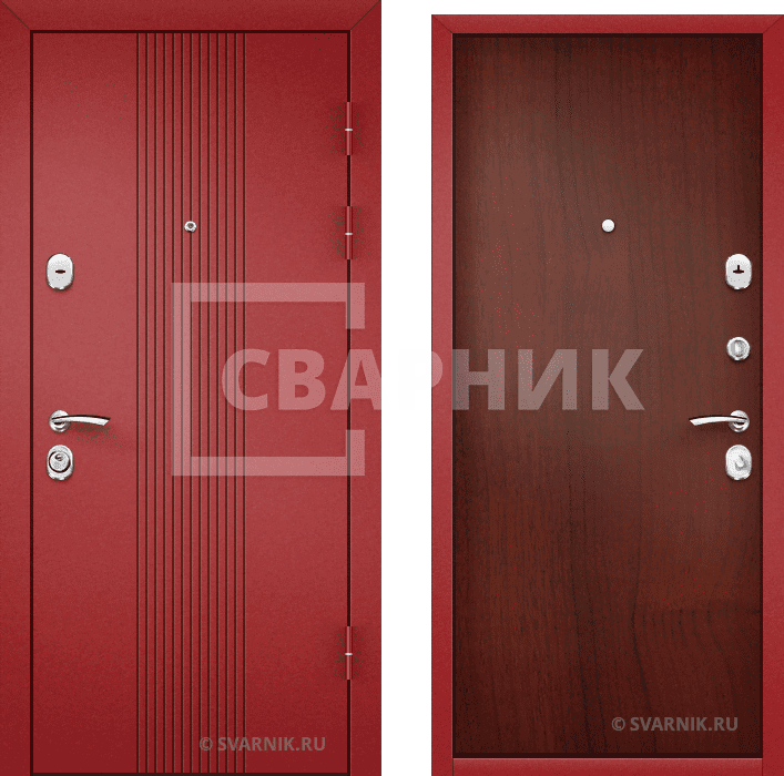 Дверь металлическая внутренняя в коттедж порошковая — ламинат — фото 1
