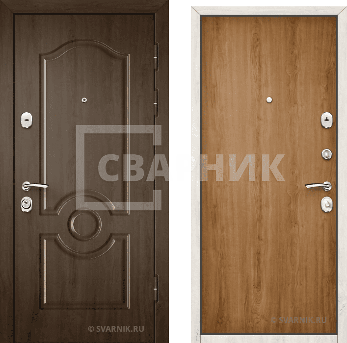 Дверь металлическая усиленная уличная МДФ — ламинат — фото 1