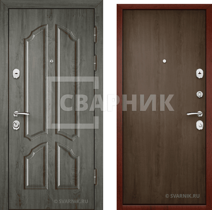 Дверь металлическая вторая в коттедж МДФ — ламинат — фото 1