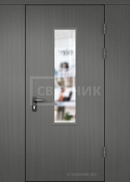 Дверь в тамбур со стеклом с перегородкой МДФ — ламинат ДТ-152