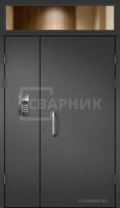 Стальная светлая подъездная дверь с фрамугой ПД-187 — фото 1