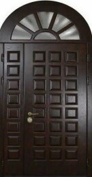 Арочный дверной блок со стеклом, фрамугой и верхней вставкой МДФ ДВ-482