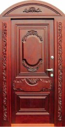 Однопольная входная дверь арочная с верхней вставкой в частный дом ДВ-514