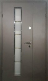 Полуторная входная элитная дверь с остеклением и отделкой МДФ недорого ДВ-13