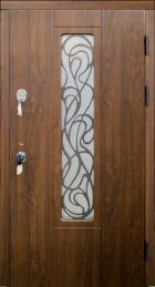 Дверь одностворчатая со стеклопакетом и филенчатым МДФ в дом из бруса ДВ-27