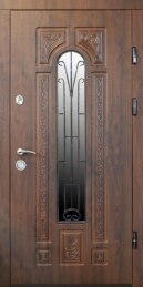 Одностворчатая входная дверь со стеклопакетом и элементами ковки ДВ-172