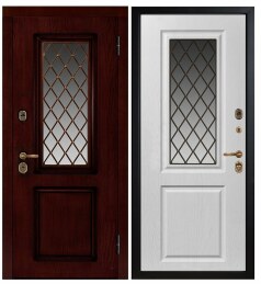 Элитная дверь стальная однопольная с остеклением на заказ в дом ДВ-265