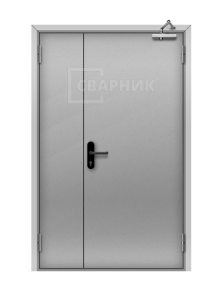Дверь для сараев металлическая полуторостворчатая ДХ-024 с ручками