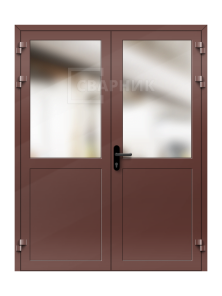 Дверь огнестойкая алюминиевая светопрозрачная двухстворчатая