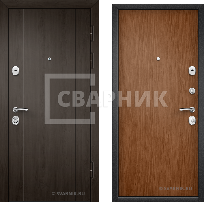 Дверь входная накладная уличная шпон — ламинат — фото 1