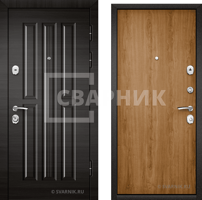 Дверь входная накладная в коттедж шпон — ламинат — фото 1
