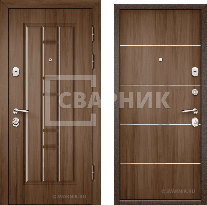 Дверь металлическая с установкой в квартиру шпон — МДФ — фото 1