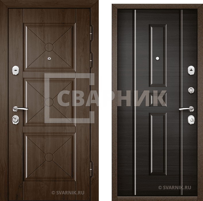 Дверь металлическая трехконтурная в коттедж винорит — шпон — фото 1