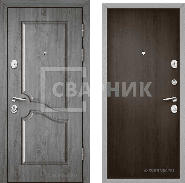 Дверь металлическая накладная в коттедж МДФ — массив — фото 1
