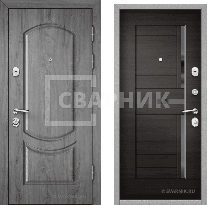 Дверь входная накладная в дом шпон — массив — фото 1