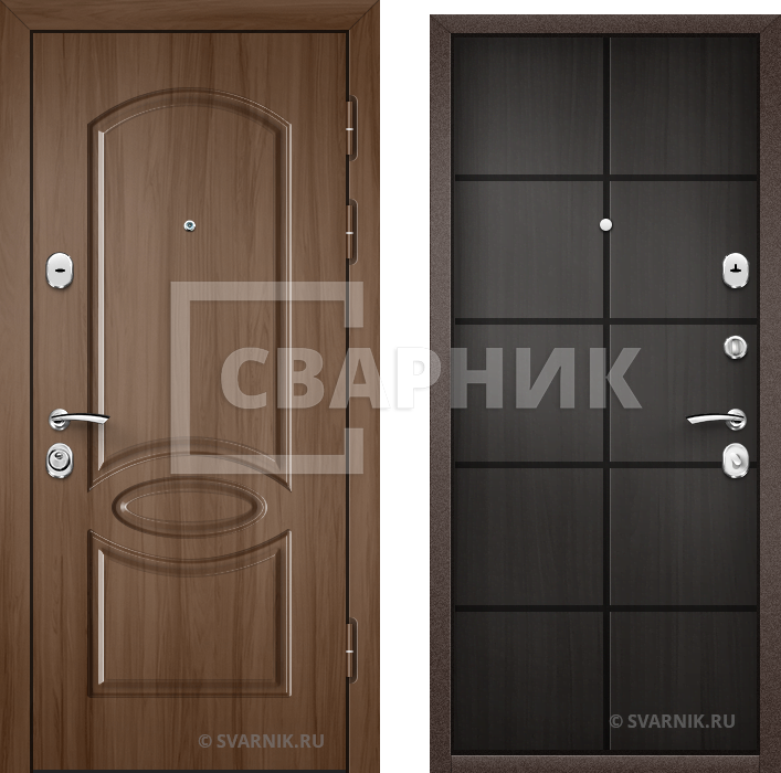 Дверь металлическая антивандальная в коттедж МДФ — массив — фото 1