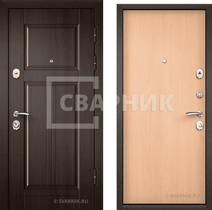 Дверь металлическая трехконтурная в коттедж МДФ — ламинат — фото 1