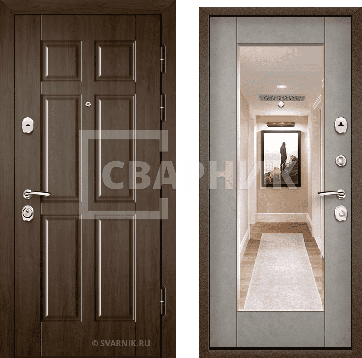 Дверь металлическая с зеркалом в квартиру массив — винорит — фото 1