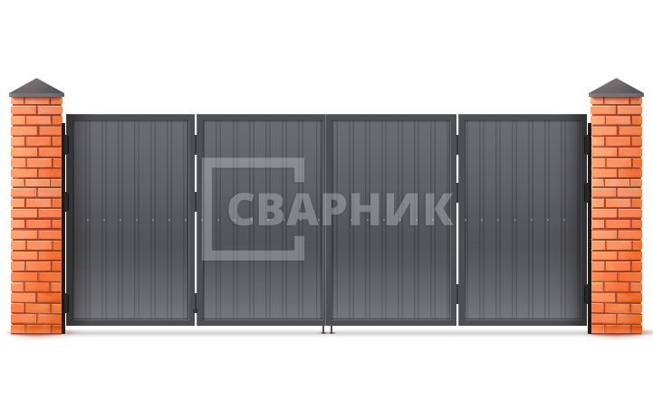 Ворота гармошка въездные автоматические 3000×2250 СВВ-1349 — фото 1