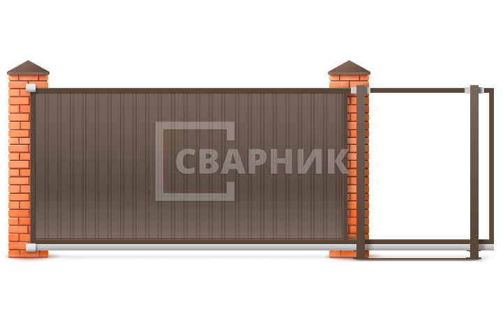 Ворота откатные механические 7 метров 7000×2200 СВВ-5033 — фото 1