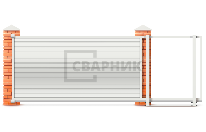 Откатные ворота из сэндвич панелей 2100×3000 СВВ-4619 — фото 1