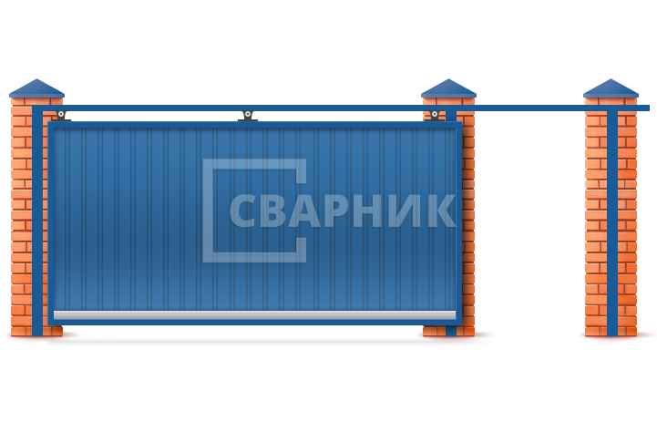 Откатные ворота на верхних роликах 2500×4000 СВВ-3904 — фото 1