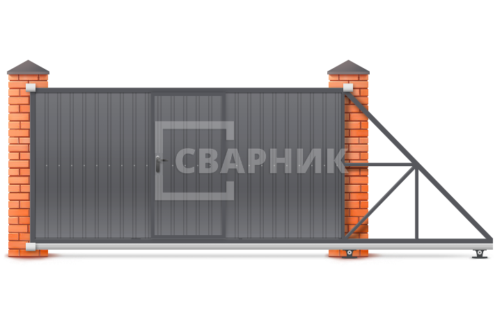 Ручные откатные ворота без автоматики 2800×2000 СВВ-4128 — фото 1