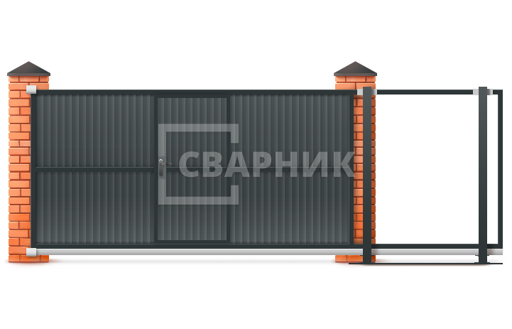 Откатные ворота под ключ 5.5 метров 5500×2300 СВВ-4931 — фото 1