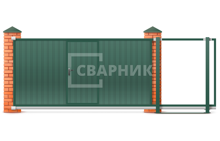 Автоматические ворота с калиткой 3600×2200 СВВ-4216 — фото 1