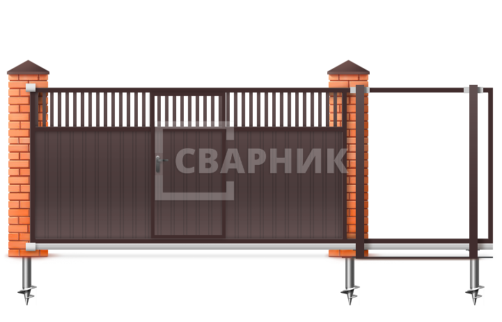 Недорогие откатные ворота для дачи 2500×3000 СВВ-3763 — фото 1