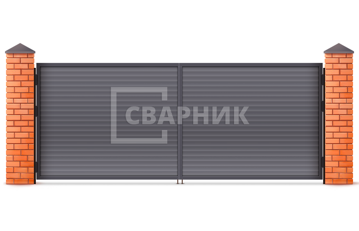 Распашные алюминиевые ворот Алютех 2250×2750 СВВ-5481 — фото 1