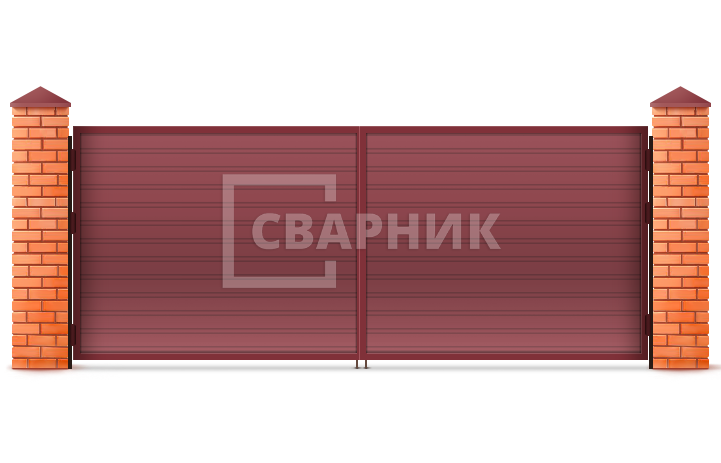 Распашные алюминиевые ворот Алютех 2500×3000 СВВ-5434 — фото 1