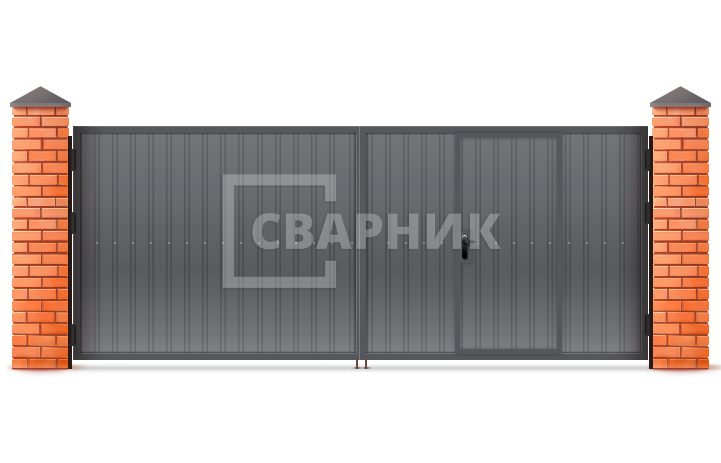 Распашные ворота с электроприводом 3000×3000 СВВ-5739 — фото 1